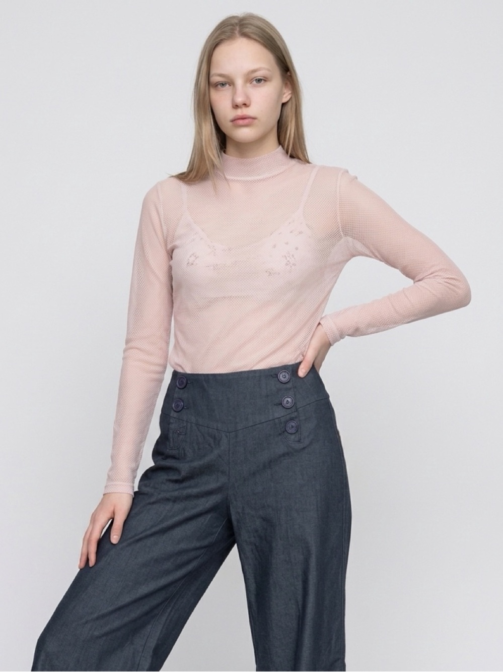 NWT Urban Outfitters Lux Size 31 Blue-Grey Denim Wide Leg High-Waist Jeans